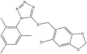 5-{[(6-chloro-1,3-benzodioxol-5-yl)methyl]sulfanyl}-1-mesityl-1H-tetraazole 结构式