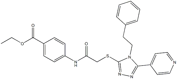 ethyl 4-[({[4-(2-phenylethyl)-5-(4-pyridinyl)-4H-1,2,4-triazol-3-yl]sulfanyl}acetyl)amino]benzoate 结构式