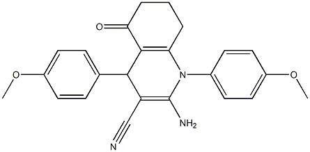 2-amino-1,4-bis(4-methoxyphenyl)-5-oxo-1,4,5,6,7,8-hexahydro-3-quinolinecarbonitrile 结构式