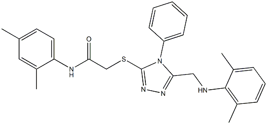 2-({5-[(2,6-dimethylanilino)methyl]-4-phenyl-4H-1,2,4-triazol-3-yl}sulfanyl)-N-(2,4-dimethylphenyl)acetamide 结构式