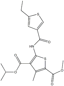 4-isopropyl 2-methyl 5-{[(5-ethyl-3-thienyl)carbonyl]amino}-3-methyl-2,4-thiophenedicarboxylate 结构式