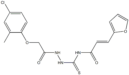 (E)-N-({2-[2-(4-chloro-2-methylphenoxy)acetyl]hydrazino}carbothioyl)-3-(2-furyl)-2-propenamide 结构式