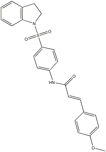 (E)-N-[4-(2,3-dihydro-1H-indol-1-ylsulfonyl)phenyl]-3-(4-methoxyphenyl)-2-propenamide 结构式