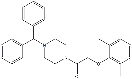1-(4-benzhydryl-1-piperazinyl)-2-(2,6-dimethylphenoxy)-1-ethanone 结构式