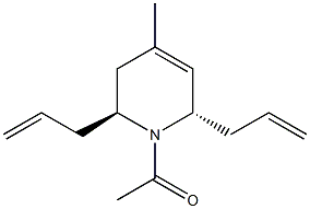 1-[(2S,6S)-2,6-diallyl-4-methyl-3,6-dihydro-1(2H)-pyridinyl]-1-ethanone 结构式