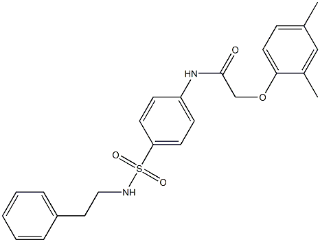 2-(2,4-dimethylphenoxy)-N-{4-[(phenethylamino)sulfonyl]phenyl}acetamide 结构式