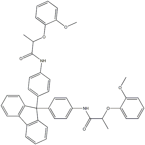 2-(2-methoxyphenoxy)-N-{4-[9-(4-{[2-(2-methoxyphenoxy)propanoyl]amino}phenyl)-9H-fluoren-9-yl]phenyl}propanamide 结构式