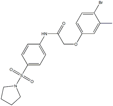 2-(4-bromo-3-methylphenoxy)-N-[4-(1-pyrrolidinylsulfonyl)phenyl]acetamide 结构式