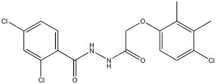 2,4-dichloro-N'-[2-(4-chloro-2,3-dimethylphenoxy)acetyl]benzohydrazide 结构式