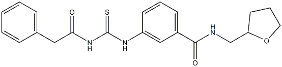 3-({[(2-phenylacetyl)amino]carbothioyl}amino)-N-(tetrahydro-2-furanylmethyl)benzamide 结构式