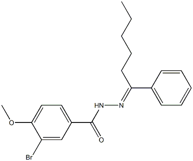 3-bromo-4-methoxy-N'-[(E)-1-phenylhexylidene]benzohydrazide 结构式