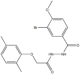 3-bromo-N'-[2-(2,5-dimethylphenoxy)acetyl]-4-methoxybenzohydrazide 结构式