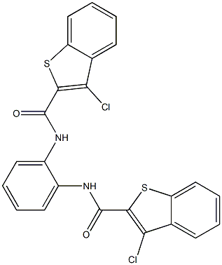 3-chloro-N-(2-{[(3-chloro-1-benzothiophen-2-yl)carbonyl]amino}phenyl)-1-benzothiophene-2-carboxamide 结构式