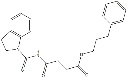 3-phenylpropyl 4-[(2,3-dihydro-1H-indol-1-ylcarbothioyl)amino]-4-oxobutanoate 结构式