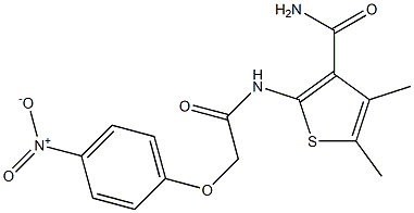 4,5-dimethyl-2-{[2-(4-nitrophenoxy)acetyl]amino}-3-thiophenecarboxamide 结构式