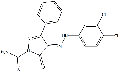 4-[(E)-2-(3,4-dichlorophenyl)hydrazono]-5-oxo-3-phenyl-4,5-dihydro-1H-pyrazole-1-carbothioamide 结构式