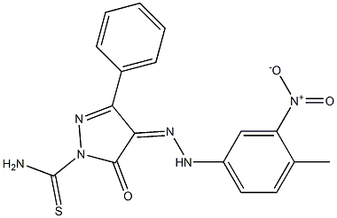 4-[(Z)-2-(4-methyl-3-nitrophenyl)hydrazono]-5-oxo-3-phenyl-1H-pyrazole-1(5H)-carbothioamide 结构式