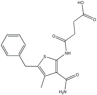 4-{[3-(aminocarbonyl)-5-benzyl-4-methyl-2-thienyl]amino}-4-oxobutanoic acid 结构式