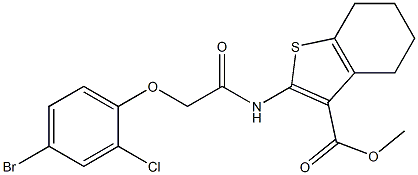 methyl 2-{[2-(4-bromo-2-chlorophenoxy)acetyl]amino}-4,5,6,7-tetrahydro-1-benzothiophene-3-carboxylate 结构式