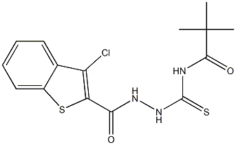 N-({2-[(3-chloro-1-benzothiophen-2-yl)carbonyl]hydrazino}carbothioyl)-2,2-dimethylpropanamide 结构式