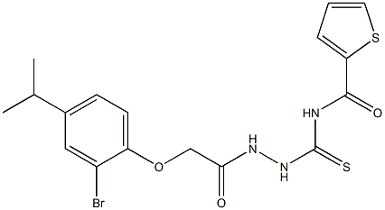 N-({2-[2-(2-bromo-4-isopropylphenoxy)acetyl]hydrazino}carbothioyl)-2-thiophenecarboxamide 结构式