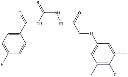 N-({2-[2-(4-chloro-3,5-dimethylphenoxy)acetyl]hydrazino}carbothioyl)-4-fluorobenzamide 结构式