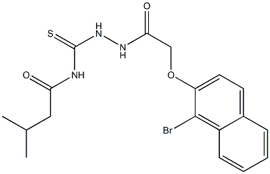 N-[(2-{2-[(1-bromo-2-naphthyl)oxy]acetyl}hydrazino)carbothioyl]-3-methylbutanamide 结构式