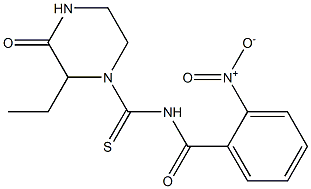 N-[(2-ethyl-3-oxo-1-piperazinyl)carbothioyl]-2-nitrobenzamide 结构式