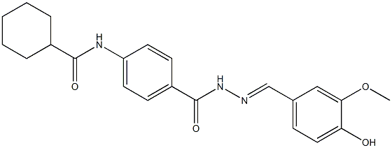 N-[4-({2-[(E)-(4-hydroxy-3-methoxyphenyl)methylidene]hydrazino}carbonyl)phenyl]cyclohexanecarboxamide 结构式