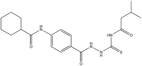 N-{4-[(2-{[(3-methylbutanoyl)amino]carbothioyl}hydrazino)carbonyl]phenyl}cyclohexanecarboxamide 结构式