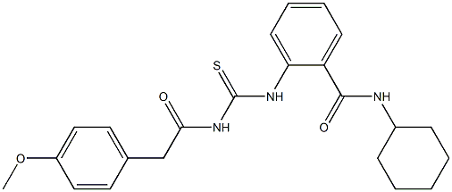 N-cyclohexyl-2-[({[2-(4-methoxyphenyl)acetyl]amino}carbothioyl)amino]benzamide 结构式