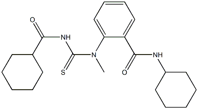 N-cyclohexyl-2-[{[(cyclohexylcarbonyl)amino]carbothioyl}(methyl)amino]benzamide 结构式