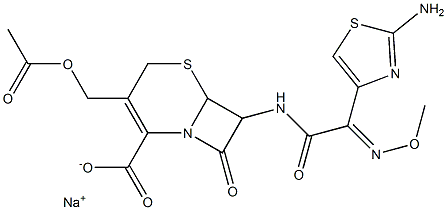 sodium 3-[(acetyloxy)methyl]-7-{[2-(2-amino-1,3-thiazol-4-yl)-2-(methoxyimino)acetyl]amino}-8-oxo-5-thia-1-azabicyclo[4.2.0]oct-2-ene-2-carboxylate 结构式