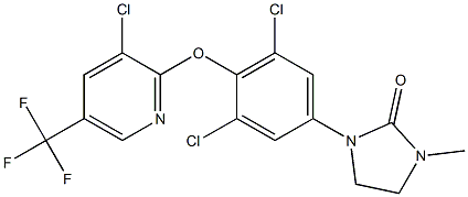 1-(3,5-dichloro-4-{[3-chloro-5-(trifluoromethyl)-2-pyridinyl]oxy}phenyl)-3-methyltetrahydro-2H-imidazol-2-one 结构式