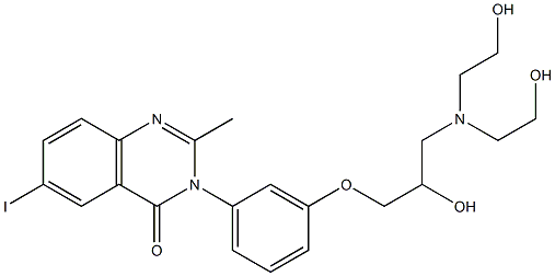 6-Iodo-3-[3-[2-hydroxy-3-[bis(2-hydroxyethyl)amino]propoxy]phenyl]-2-methylquinazolin-4(3H)-one 结构式