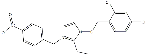 1-(2,4-Dichlorobenzyloxy)-2-ethyl-3-(4-nitrobenzyl)-1H-imidazol-3-ium 结构式