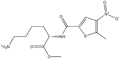 (S)-5-Methoxycarbonyl-5-[(5-methyl-4-nitro-2-thienylcarbonyl)amino]pentan-1-aminium 结构式