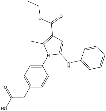 1-[4-(Hydroxycarbonylmethyl)phenyl]-2-methyl-5-(phenylamino)-1H-pyrrole-3-carboxylic acid ethyl ester 结构式