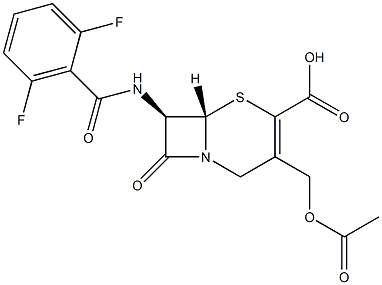 (7R)-7-[(2,6-Difluorobenzoyl)amino]-3-(acetoxymethyl)cepham-3-ene-4-carboxylic acid 结构式