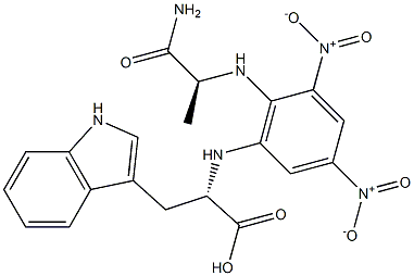 (S)-2-[[6-[[(S)-1-Carboxy-2-(1H-indol-3-yl)ethyl]amino]-2,4-dinitrophenyl]amino]propanamide 结构式