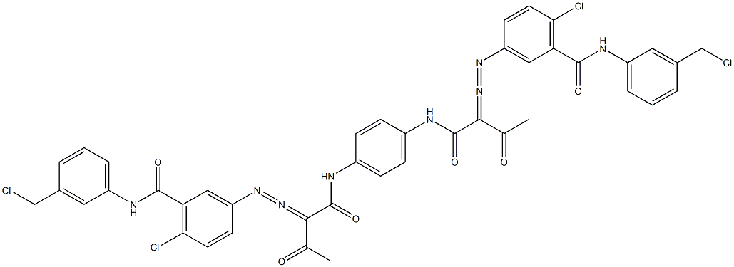 3,3'-[1,4-Phenylenebis[iminocarbonyl(acetylmethylene)azo]]bis[N-[3-(chloromethyl)phenyl]-6-chlorobenzamide] 结构式