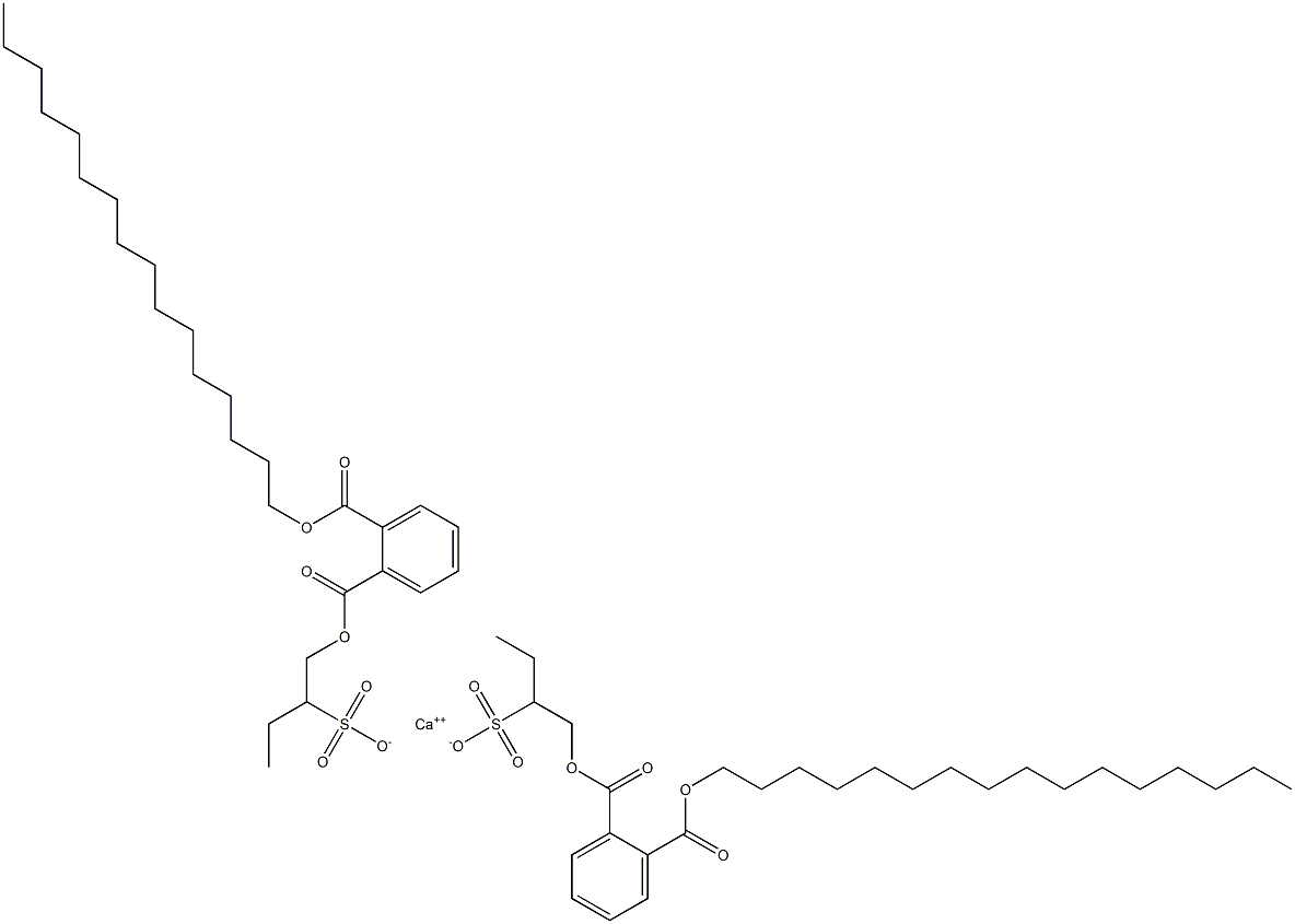 Bis[1-[(2-hexadecyloxycarbonylphenyl)carbonyloxy]butane-2-sulfonic acid]calcium salt 结构式