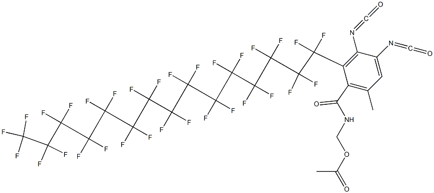 N-(Acetyloxymethyl)-2-(hentriacontafluoropentadecyl)-3,4-diisocyanato-6-methylbenzamide 结构式