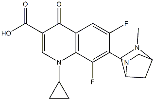 1-Cyclopropyl-1,4-dihydro-6,8-difluoro-7-(5-methyl-2,5-diazabicyclo[2.2.1]heptan-2-yl)-4-oxoquinoline-3-carboxylic acid 结构式