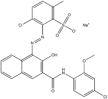 3-Chloro-6-methyl-2-[[3-[[(4-chloro-2-methoxyphenyl)amino]carbonyl]-2-hydroxy-1-naphtyl]azo]benzenesulfonic acid sodium salt 结构式