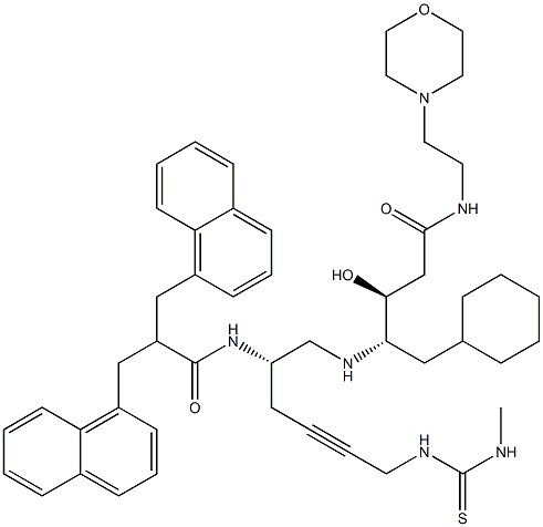 (3S,4S)-4-[[(2S)-2-[2,2-Bis(1-naphthalenylmethyl)-1-oxoethylamino]-6-[3-methyl(thioureido)]-4-hexynyl]amino]-5-cyclohexyl-3-hydroxy-N-(2-morpholinoethyl)pentanamide 结构式