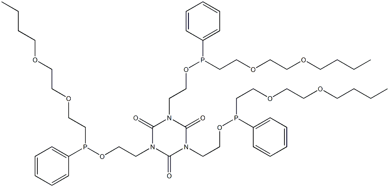 1,3,5-Tris[2-[[[2-(2-butoxyethoxy)ethyl]phenylphosphino]oxy]ethyl]-1,3,5-triazine-2,4,6(1H,3H,5H)-trione 结构式