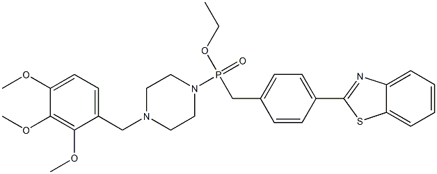 [4-(2-Benzothiazolyl)benzyl][4-(2,3,4-trimethoxybenzyl)-1-piperazinyl]phosphinic acid ethyl ester 结构式