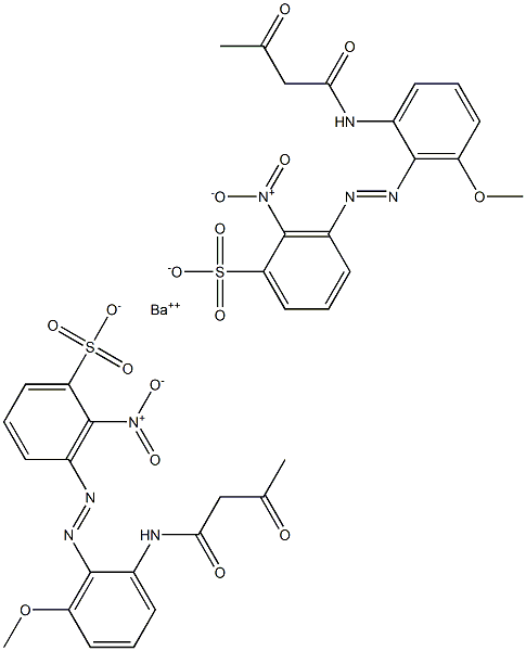 Bis[3-[2-(1,3-dioxobutylamino)-6-methoxyphenylazo]-2-nitrobenzenesulfonic acid]barium salt 结构式