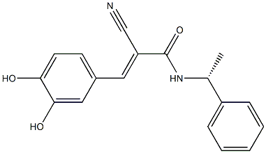 2-Cyano-3-(3,4-dihydroxyphenyl)-N-[(R)-1-phenylethyl]acrylamide 结构式